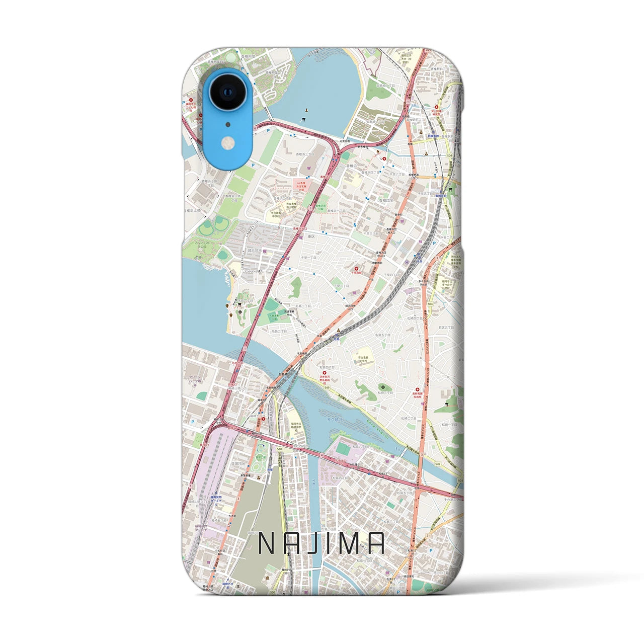 【名島(福岡県)】地図柄iPhoneケース(バックカバータイプ)