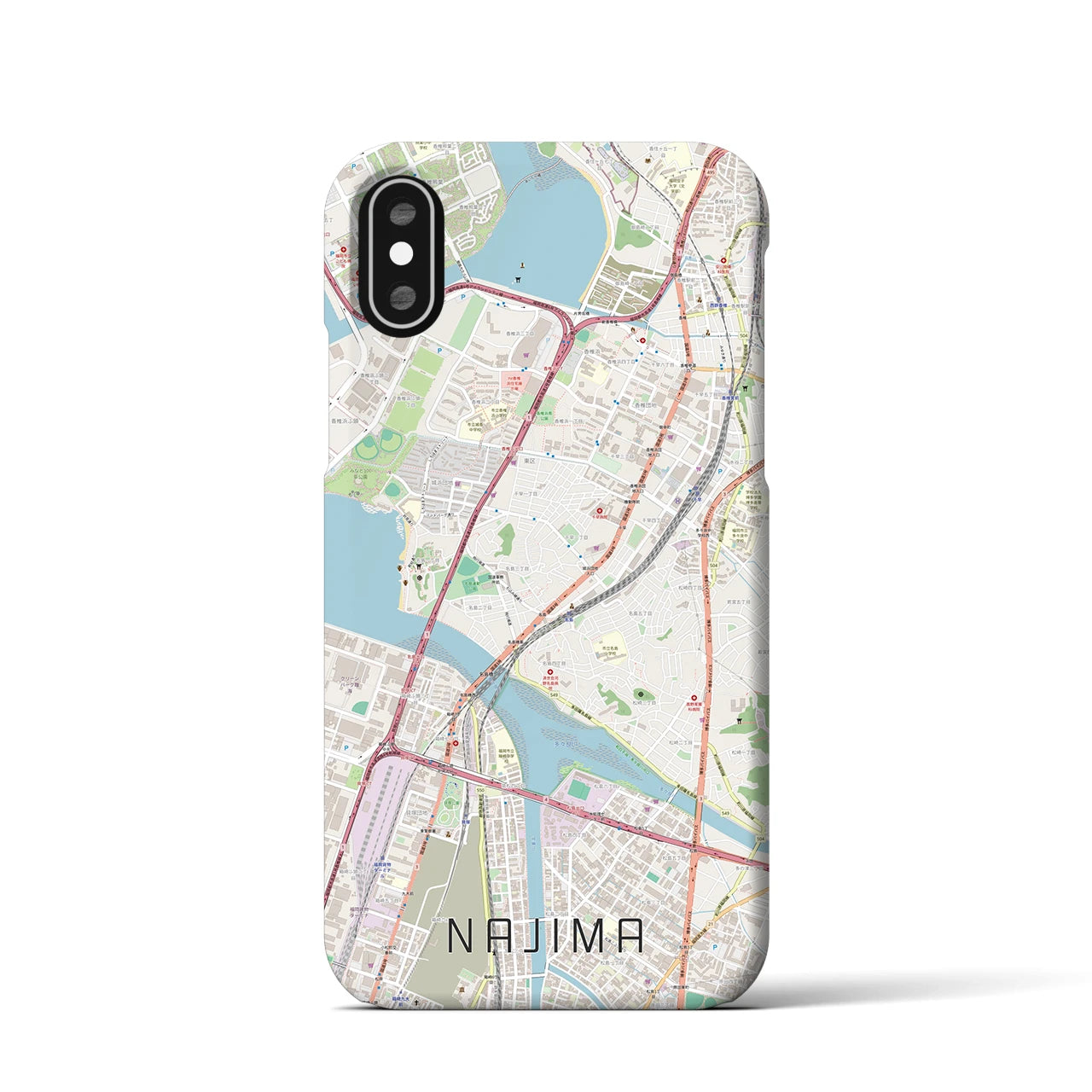 【名島(福岡県)】地図柄iPhoneケース(バックカバータイプ)