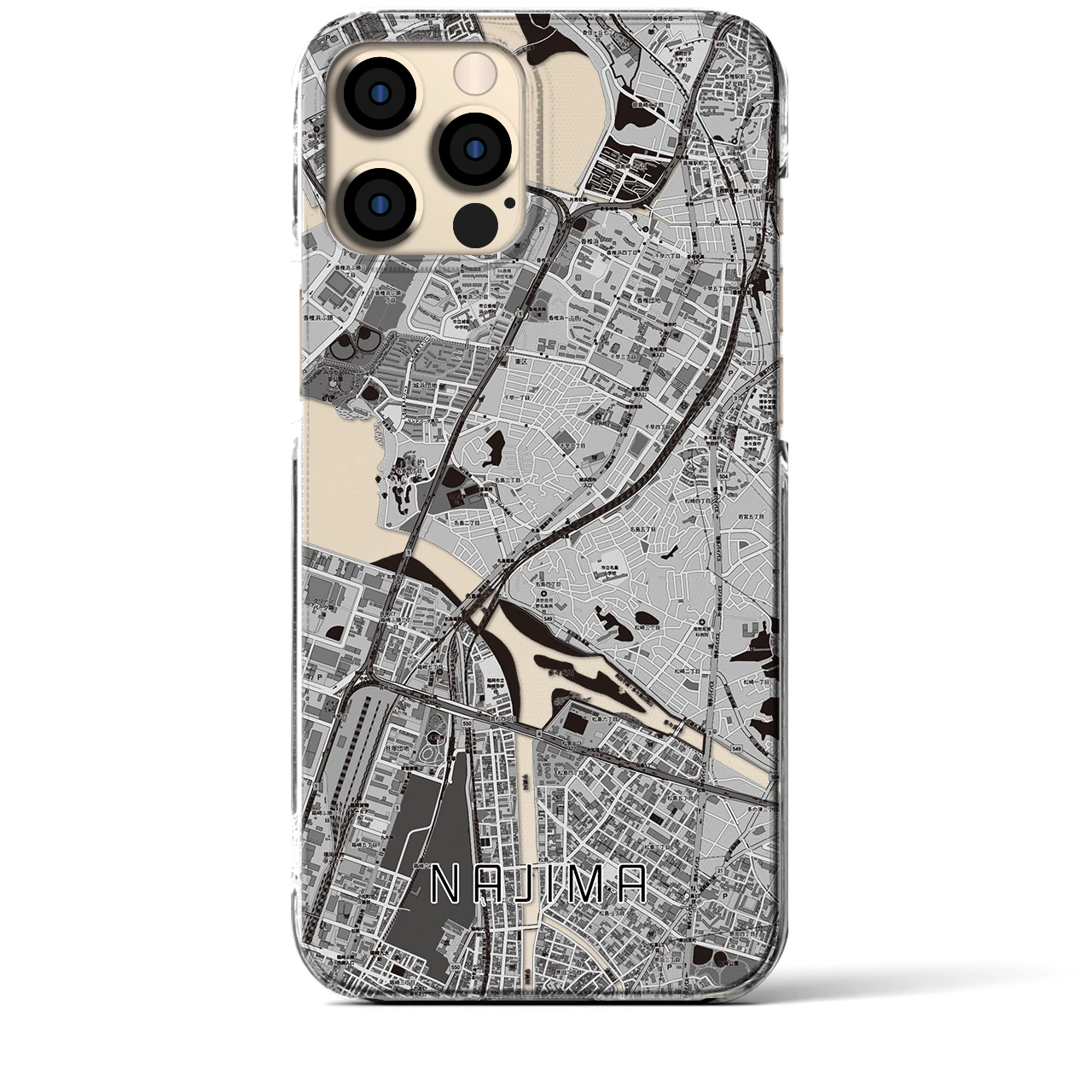 【名島(福岡県)】地図柄iPhoneケース(クリアタイプ)