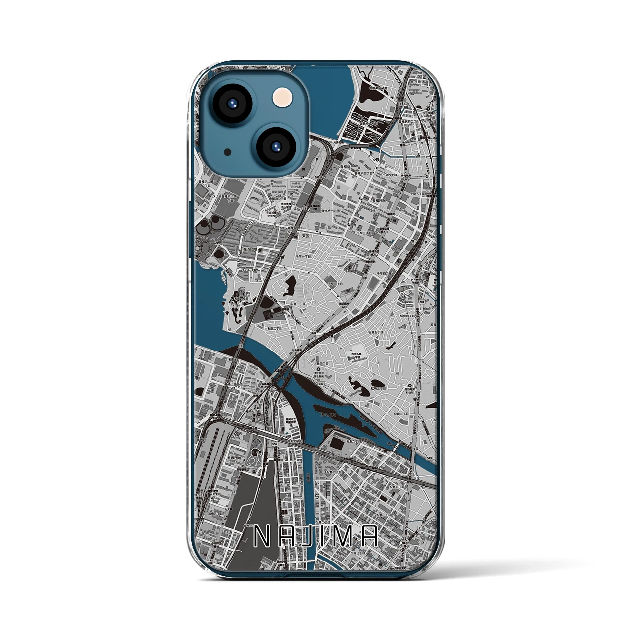 【名島(福岡県)】地図柄iPhoneケース(クリアタイプ)