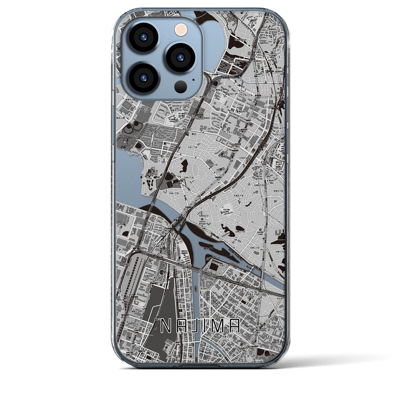 【名島(福岡県)】地図柄iPhoneケース(クリアタイプ)