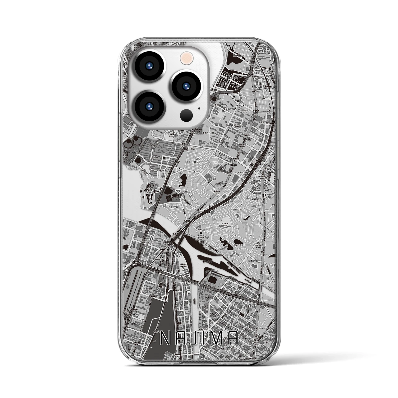 【名島(福岡県)】地図柄iPhoneケース(クリアタイプ)