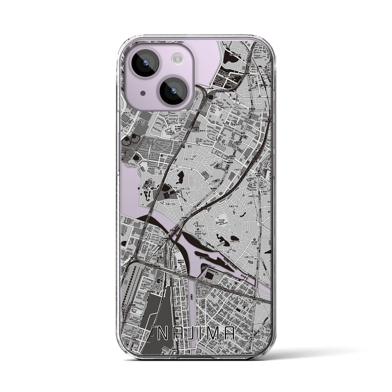 【名島(福岡県)】地図柄iPhoneケース(クリアタイプ)