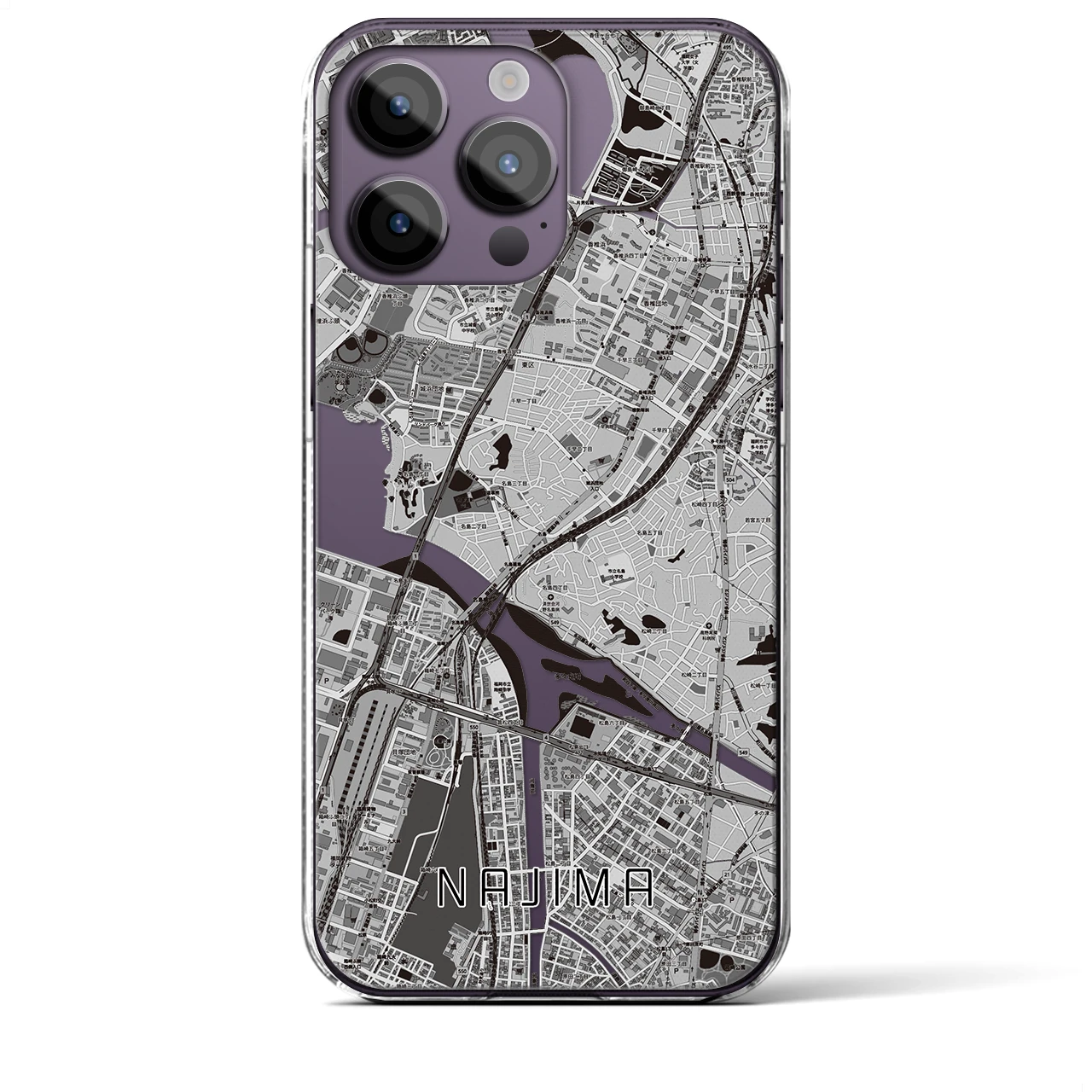 【名島(福岡県)】地図柄iPhoneケース(クリアタイプ)