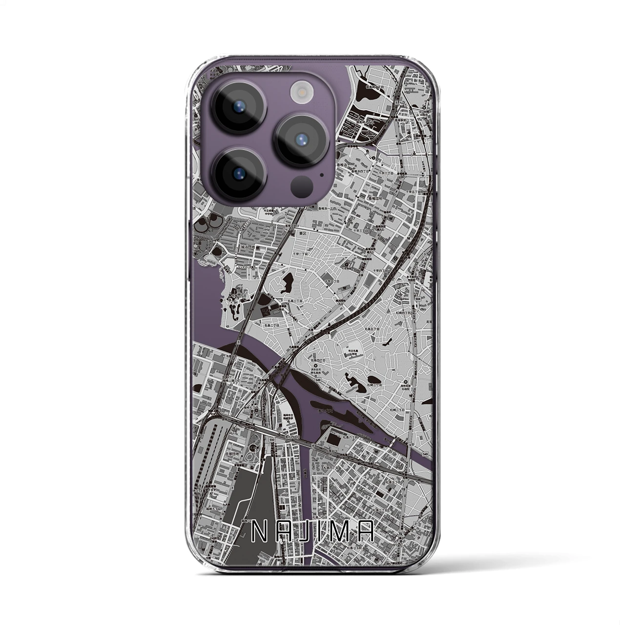 【名島(福岡県)】地図柄iPhoneケース(クリアタイプ)