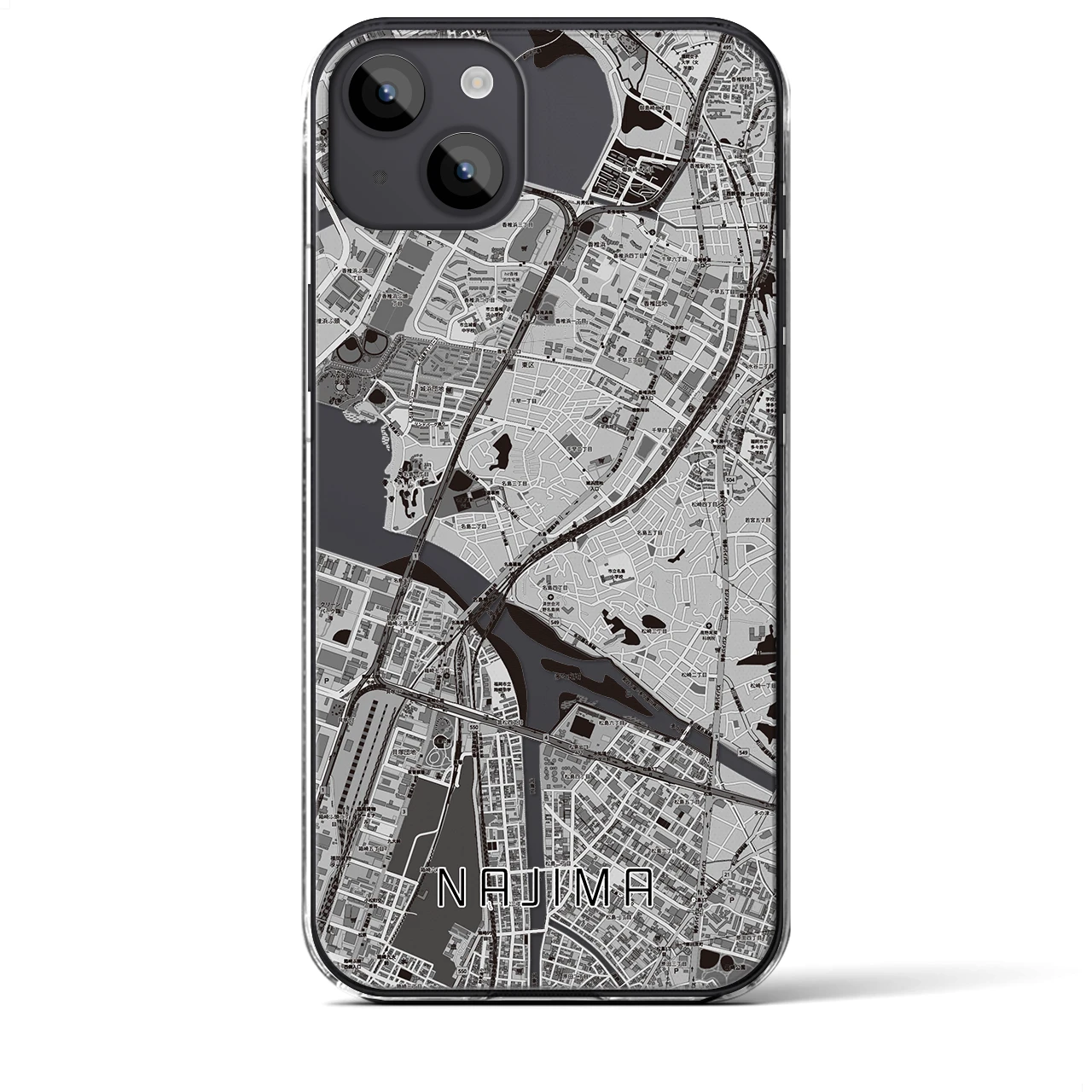 【名島(福岡県)】地図柄iPhoneケース(クリアタイプ)