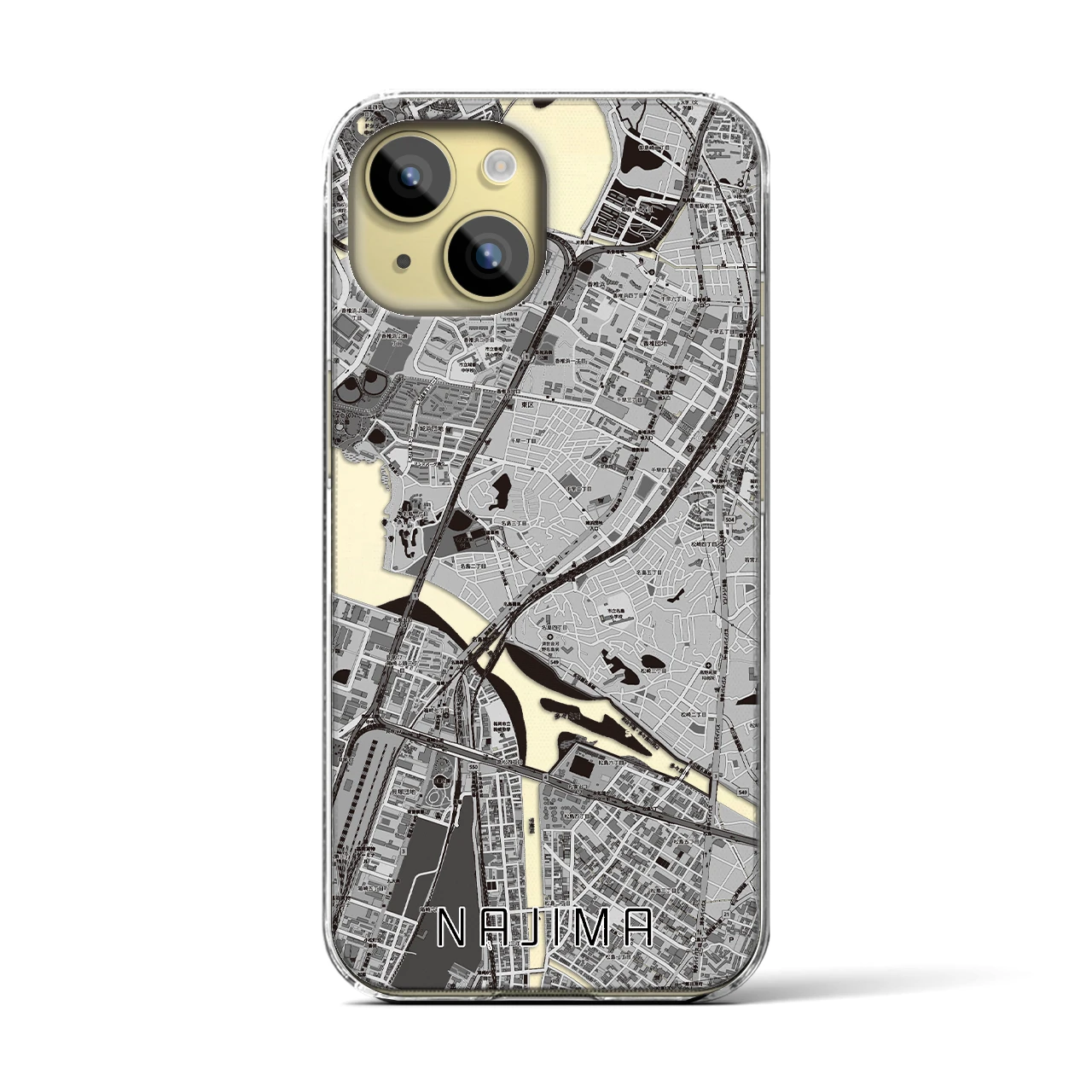 【名島(福岡県)】地図柄iPhoneケース(クリアタイプ)