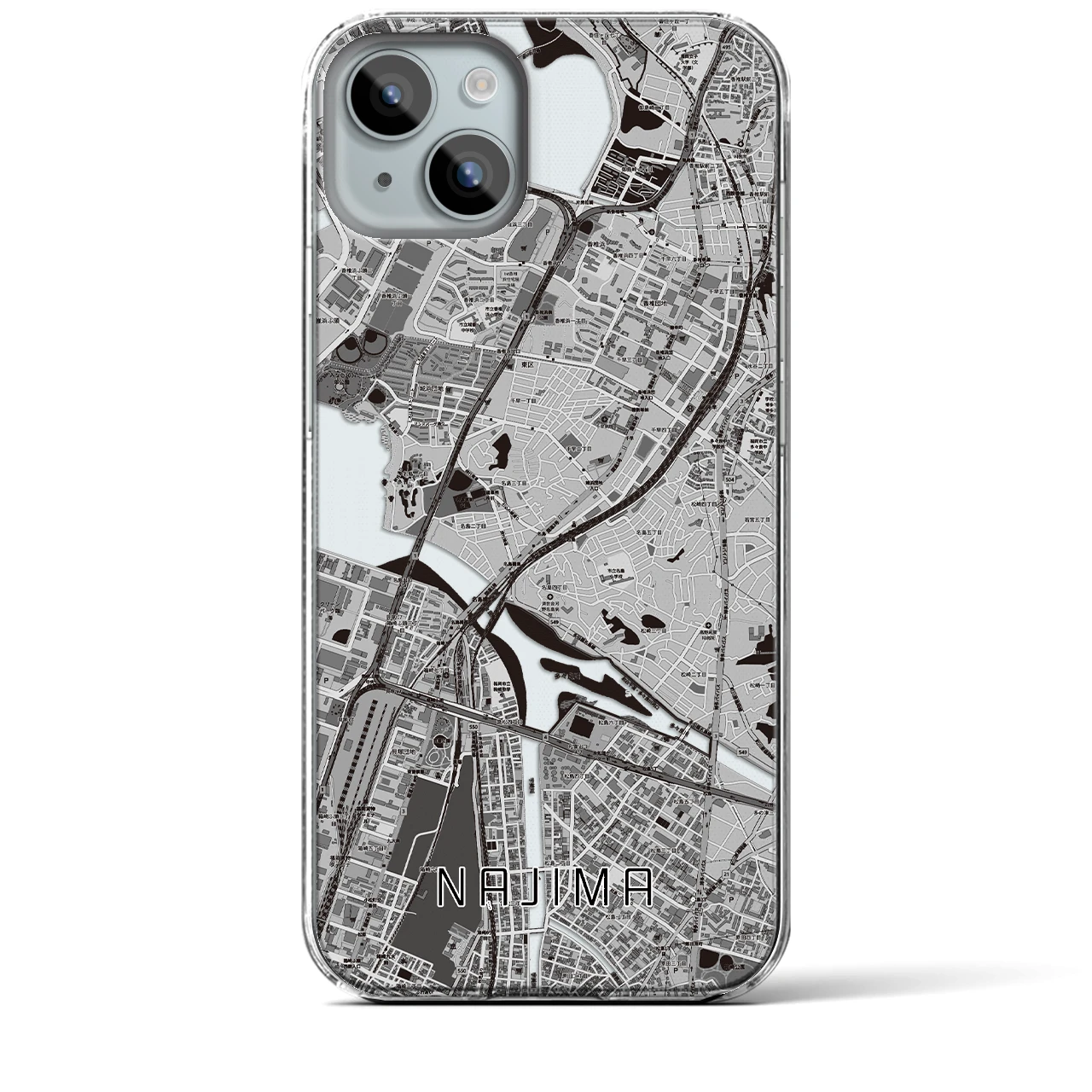 【名島(福岡県)】地図柄iPhoneケース(クリアタイプ)