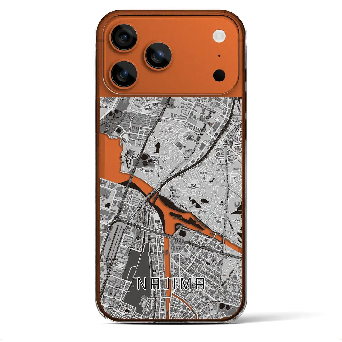 【名島(福岡県)】地図柄iPhoneケース(クリアタイプ)モノトーン・iPhone 17 Pro Max 用