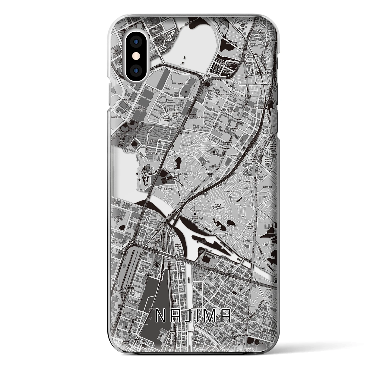 【名島(福岡県)】地図柄iPhoneケース(クリアタイプ)