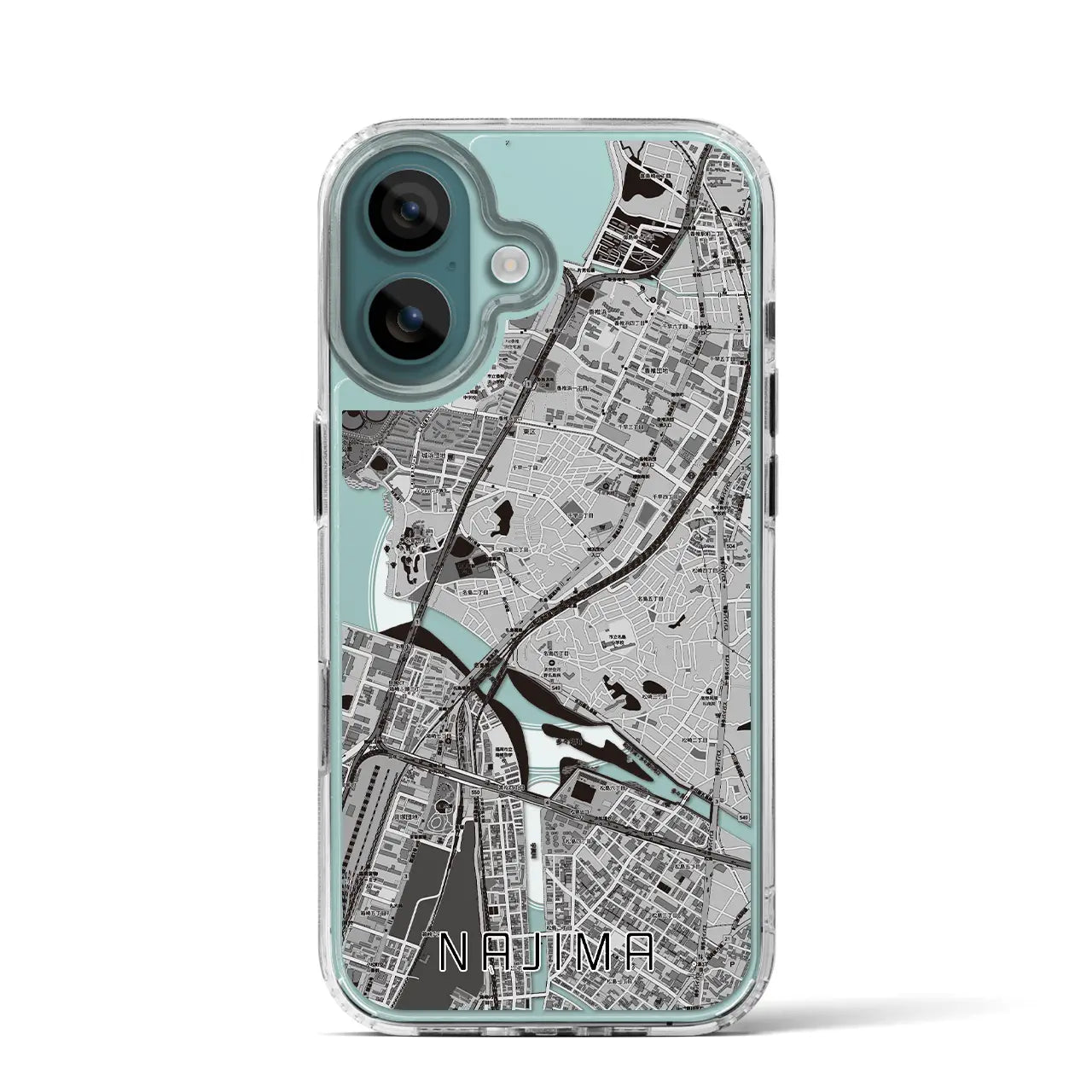 【名島(福岡県)】地図柄iPhoneケース(MagSafeタイプ)モノトーン・iPhone 16 Pro 用