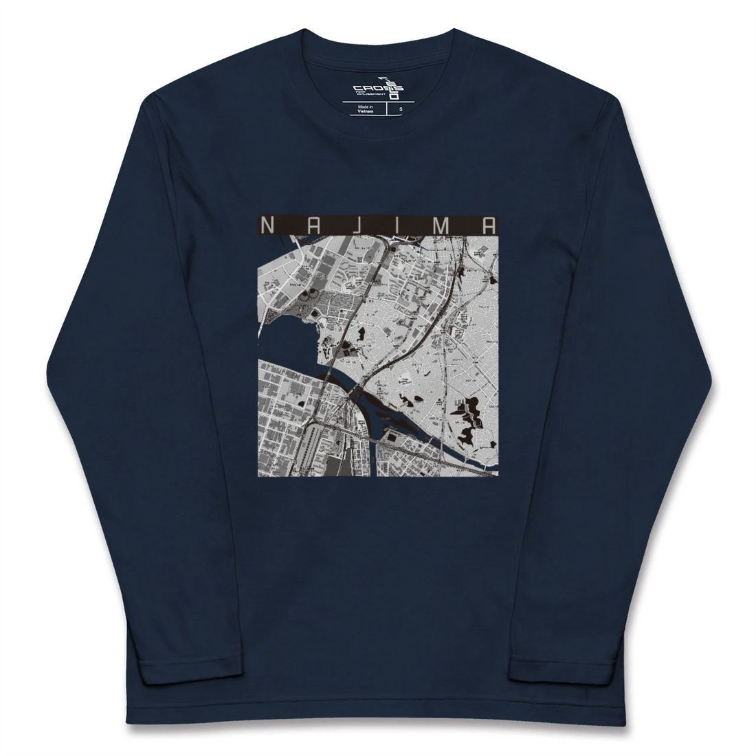 【名島(福岡県)】地図柄ロングスリーブTシャツ