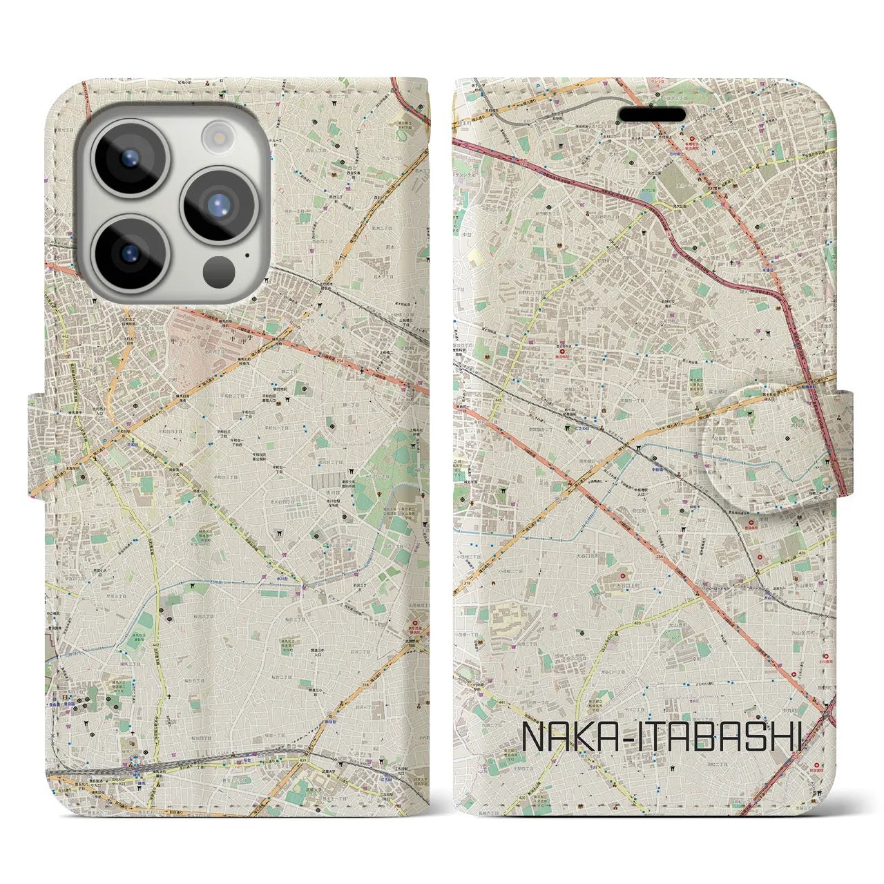 【中板橋(東京都)】地図柄iPhoneケース(手帳タイプ)