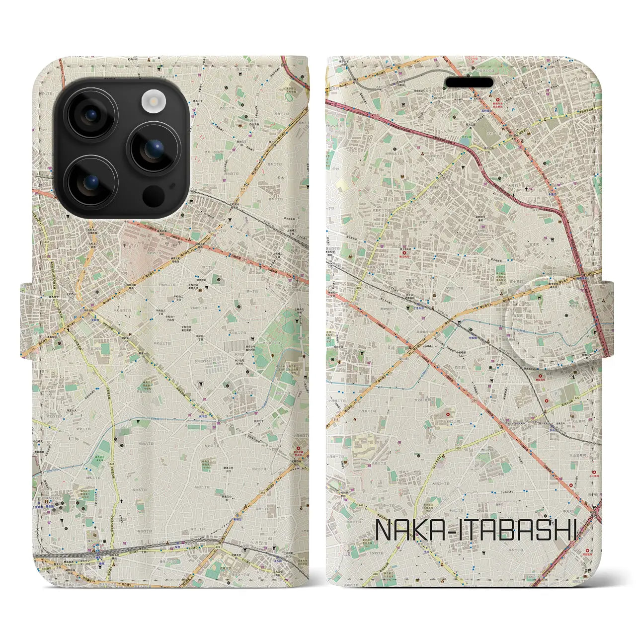 【中板橋(東京都)】地図柄iPhoneケース(手帳タイプ)
