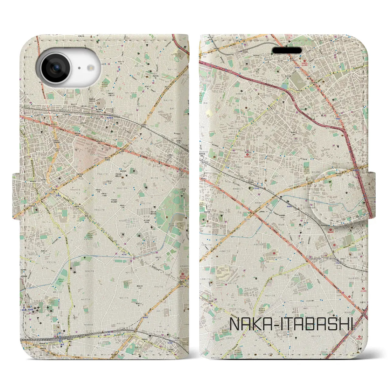 【中板橋(東京都)】地図柄iPhoneケース(手帳タイプ)