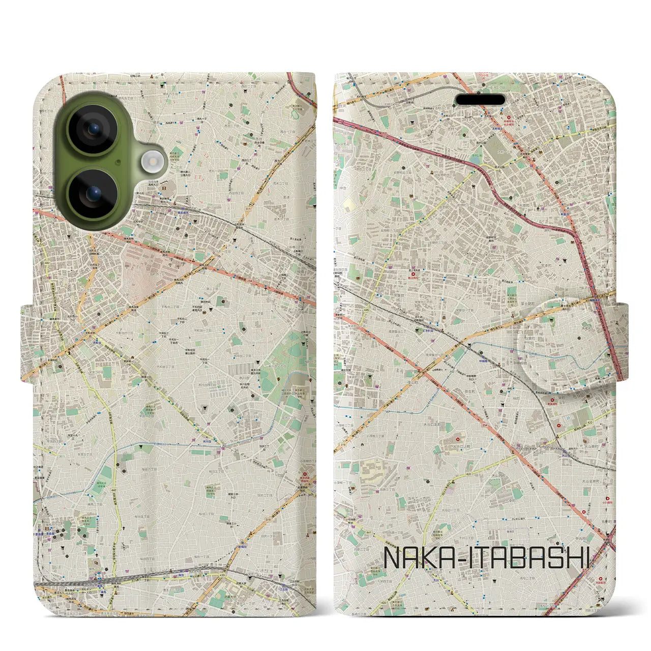 【中板橋(東京都)】地図柄iPhoneケース(手帳タイプ)