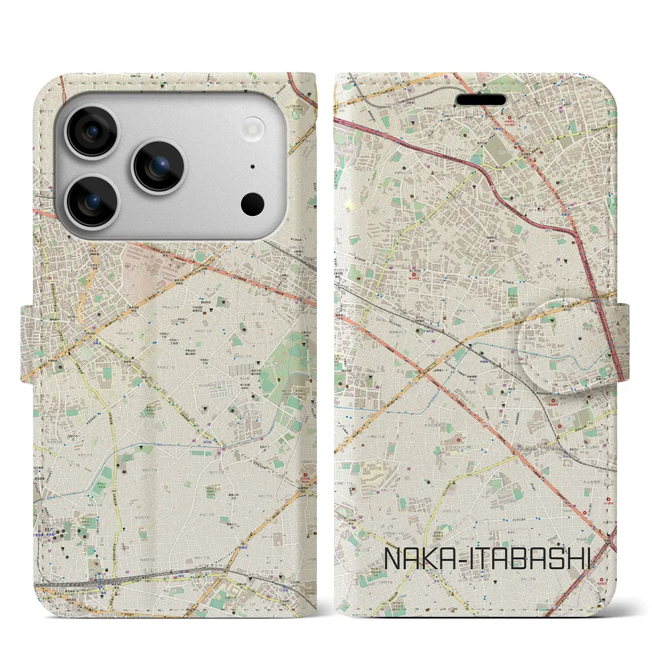 【中板橋(東京都)】地図柄iPhoneケース(手帳タイプ)
