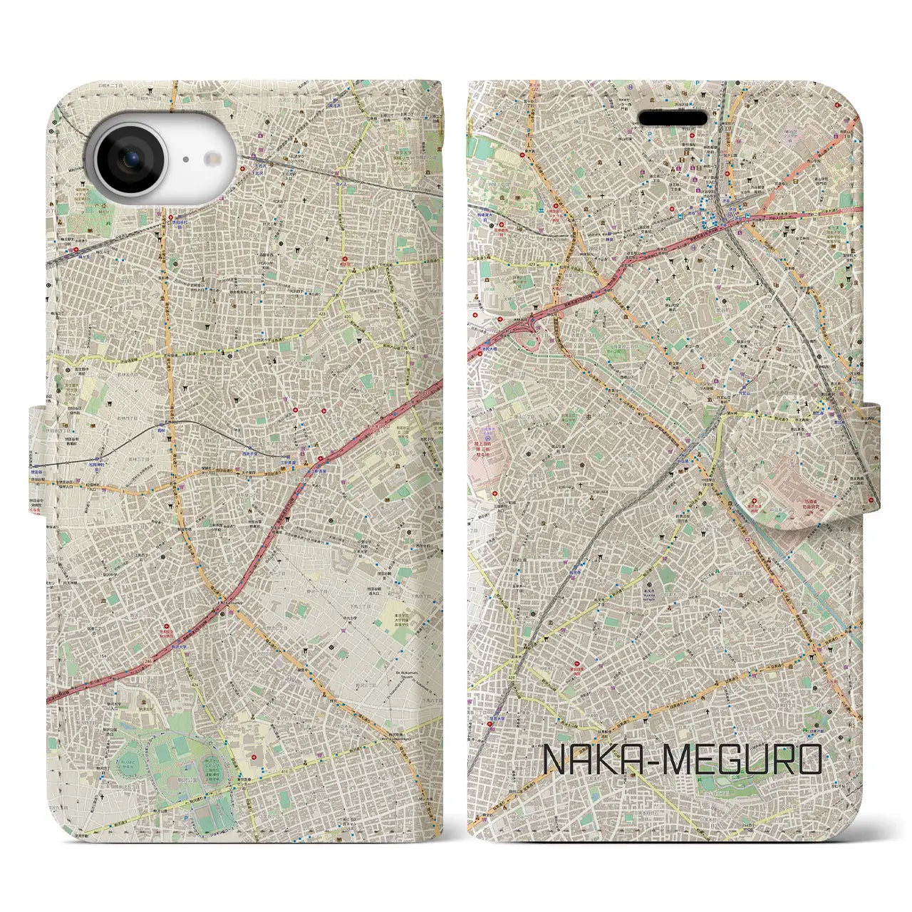 【中目黒(東京都)】地図柄iPhoneケース(手帳タイプ)