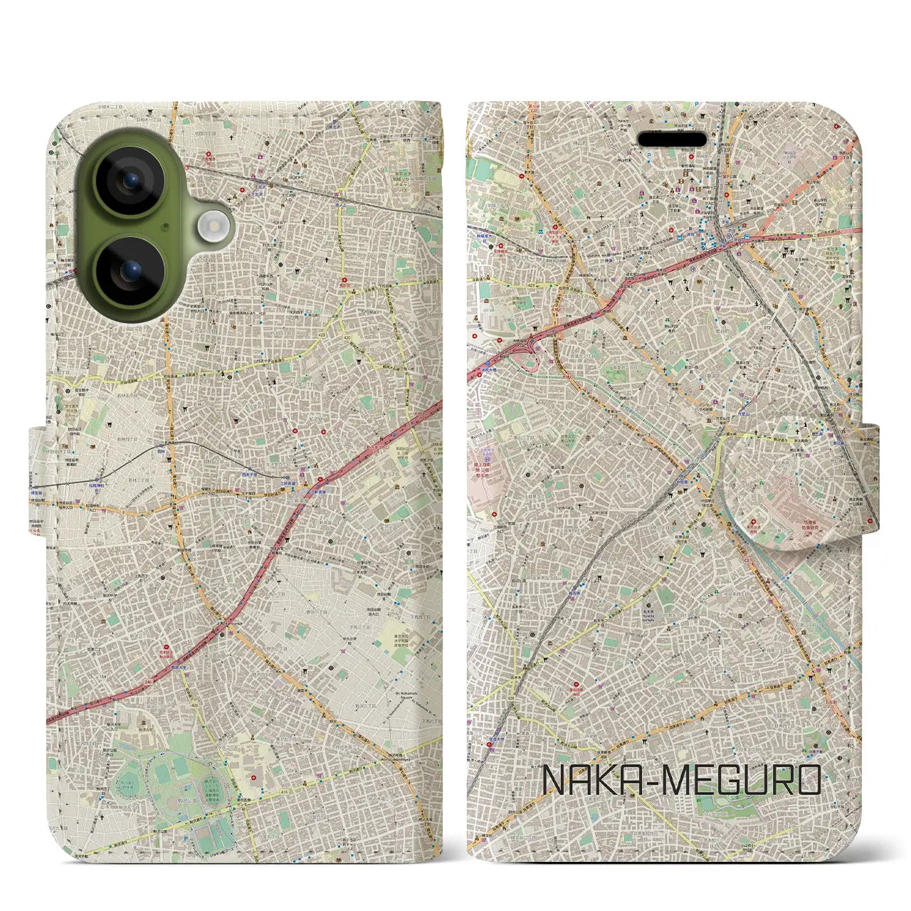 【中目黒(東京都)】地図柄iPhoneケース(手帳タイプ)