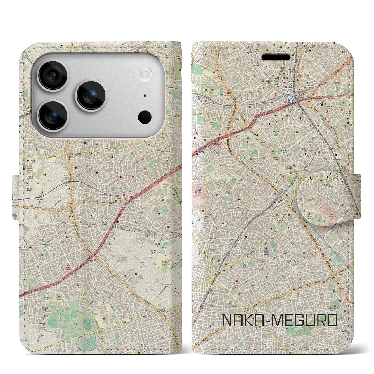 【中目黒(東京都)】地図柄iPhoneケース(手帳タイプ)