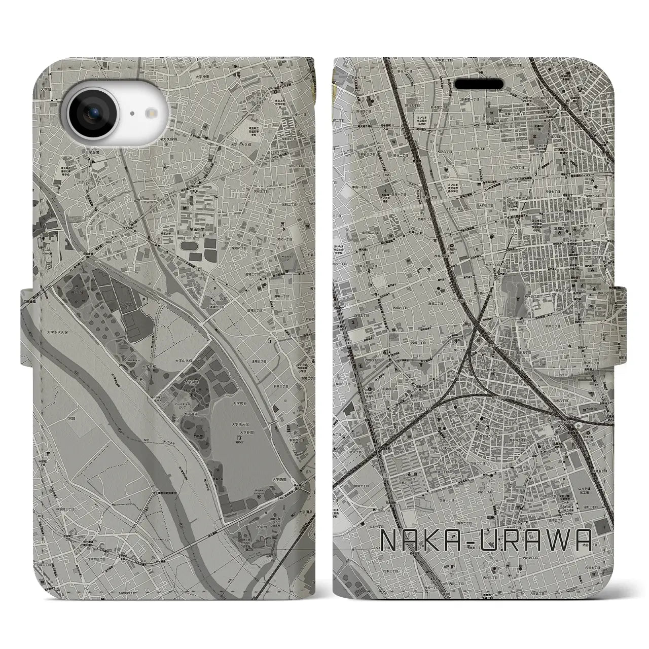 【中浦和(埼玉県)】地図柄iPhoneケース(手帳タイプ)