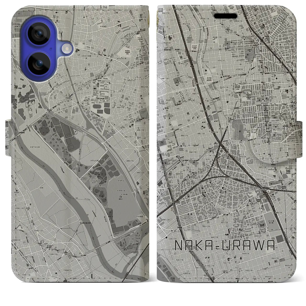 【中浦和(埼玉県)】地図柄iPhoneケース(手帳タイプ)