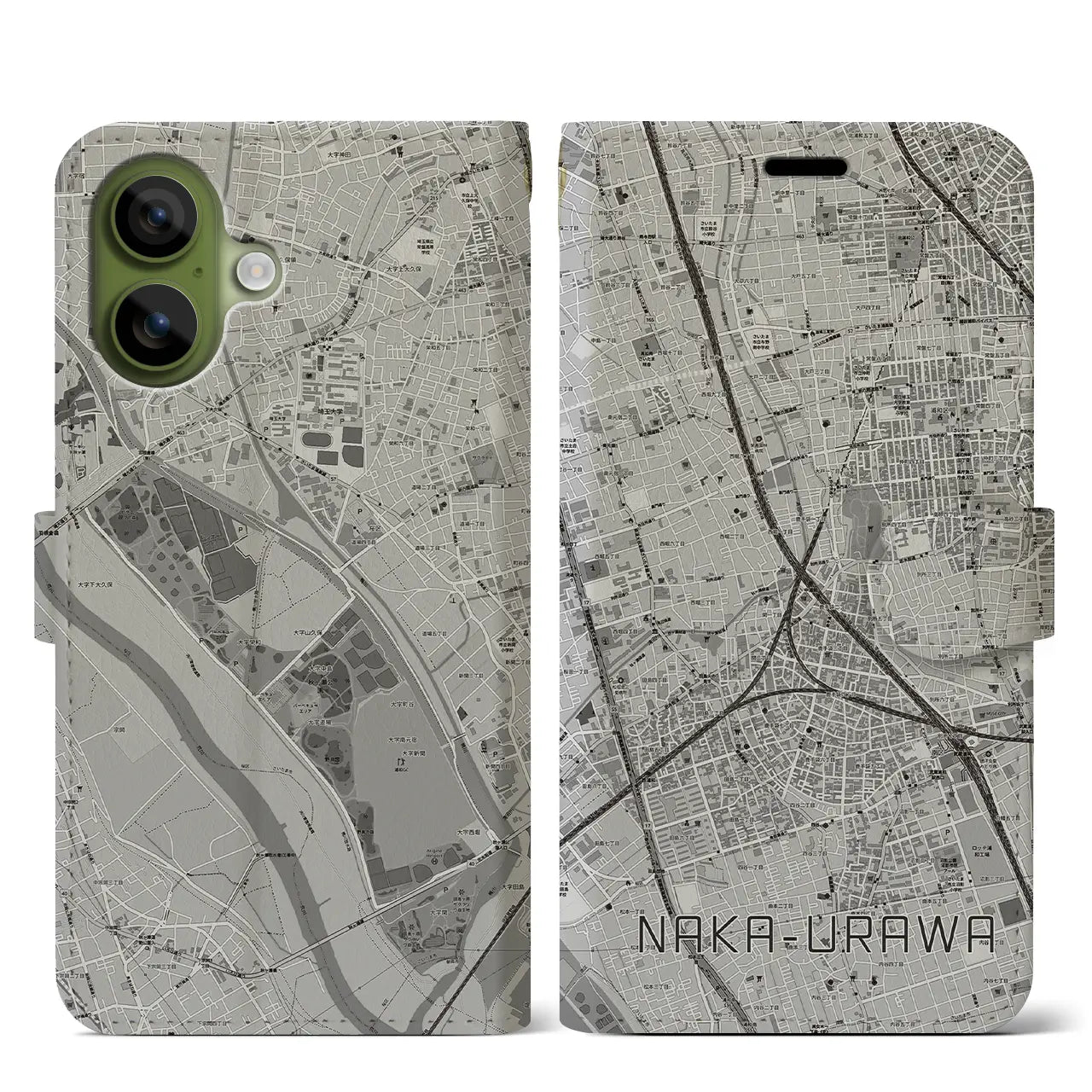 【中浦和(埼玉県)】地図柄iPhoneケース(手帳タイプ)