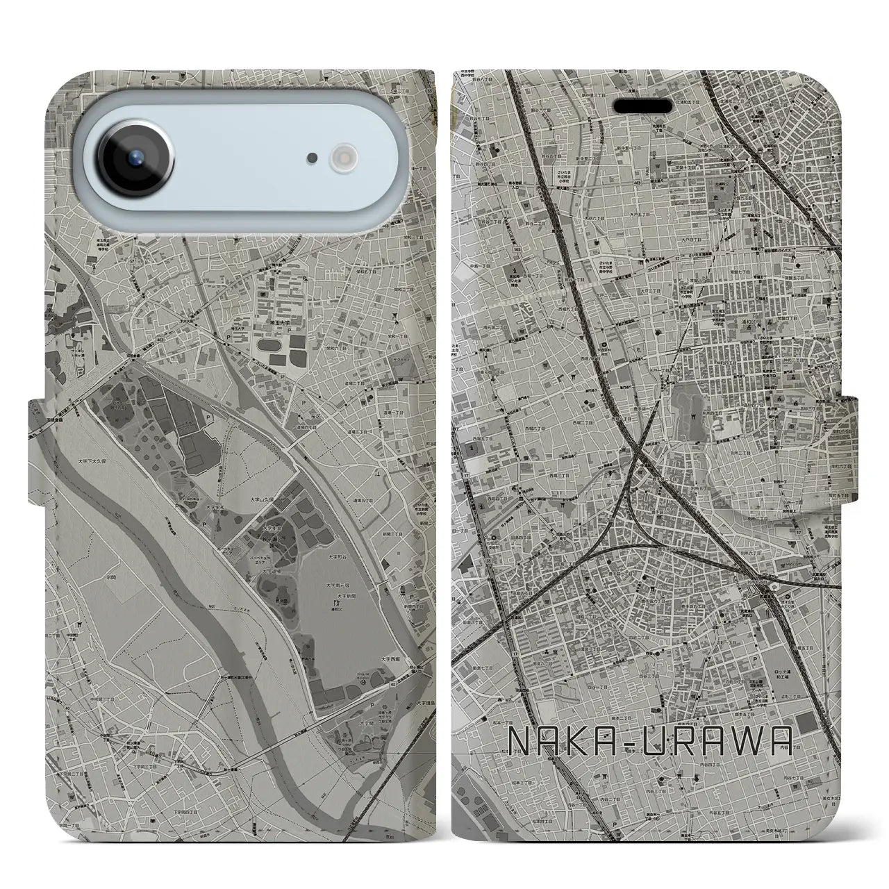 【中浦和(埼玉県)】地図柄iPhoneケース(手帳タイプ)