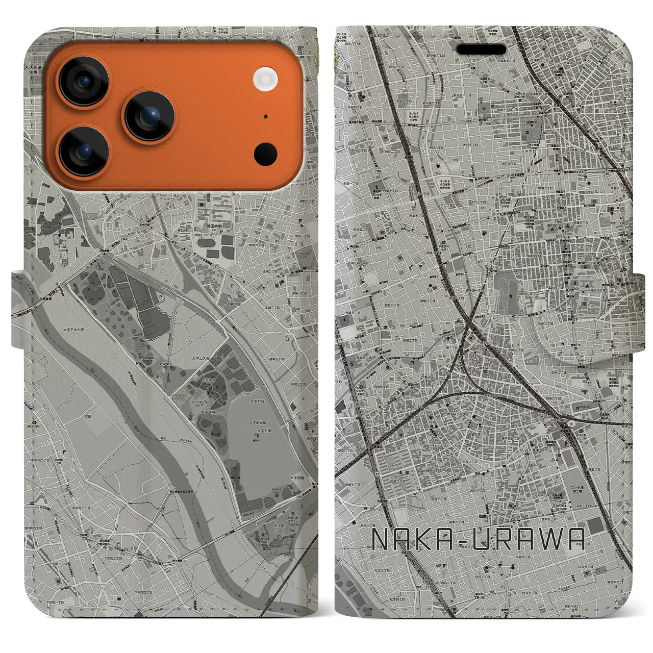 【中浦和(埼玉県)】地図柄iPhoneケース(手帳タイプ)