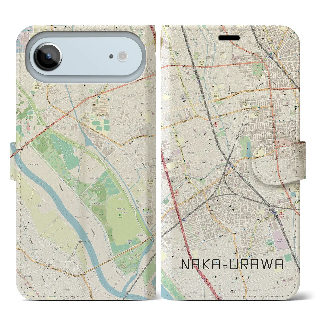 【中浦和(埼玉県)】地図柄iPhoneケース(手帳タイプ)