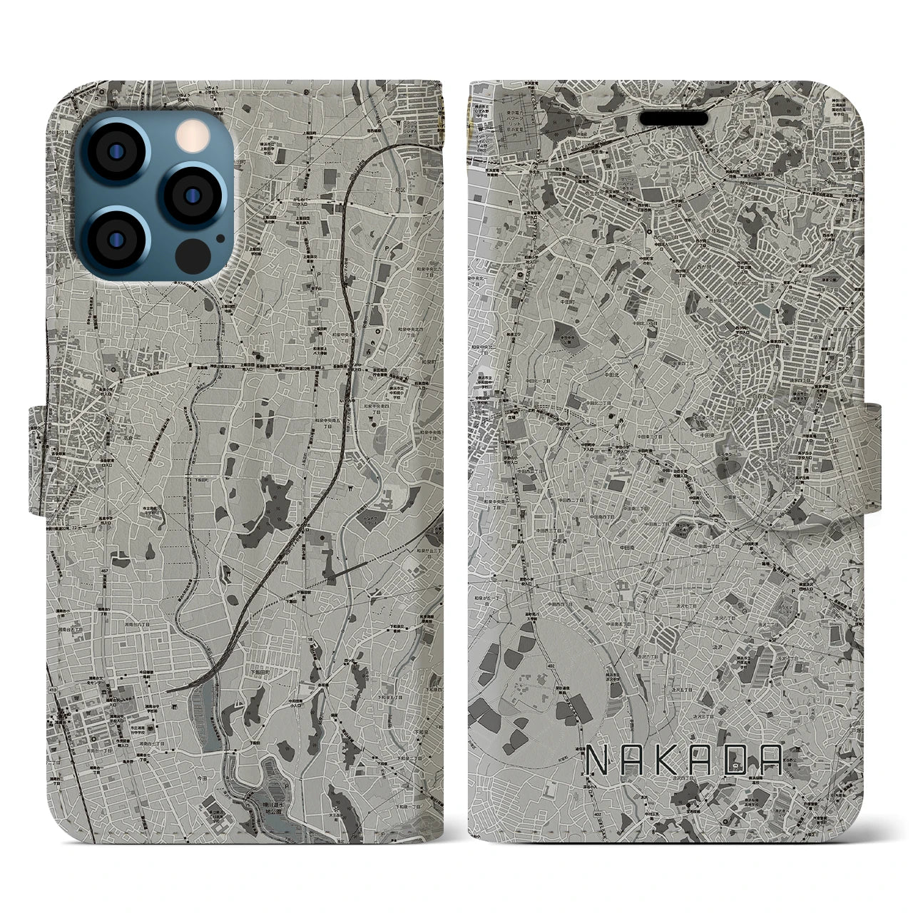 【中田(神奈川県)】地図柄iPhoneケース(手帳タイプ)