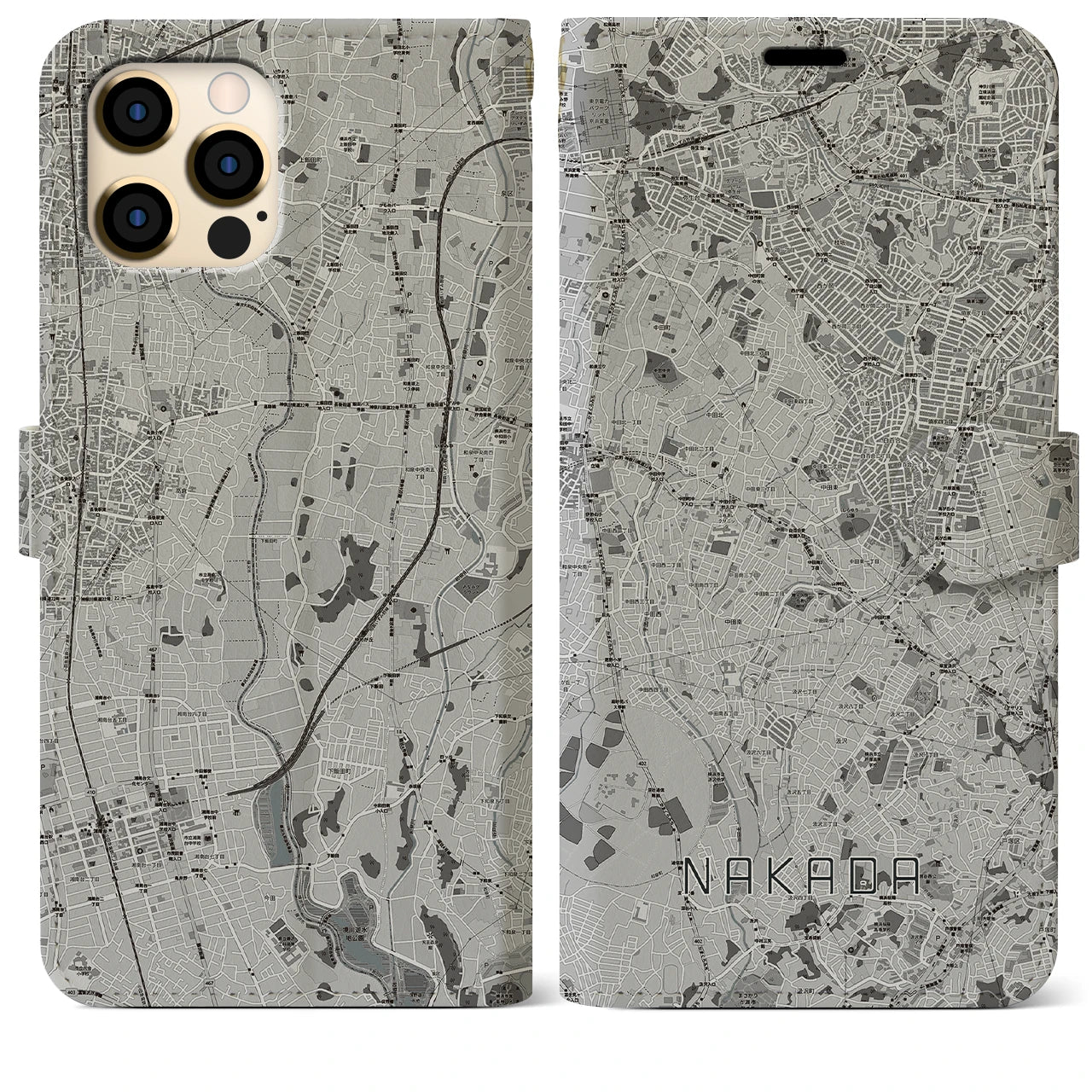 【中田(神奈川県)】地図柄iPhoneケース(手帳タイプ)