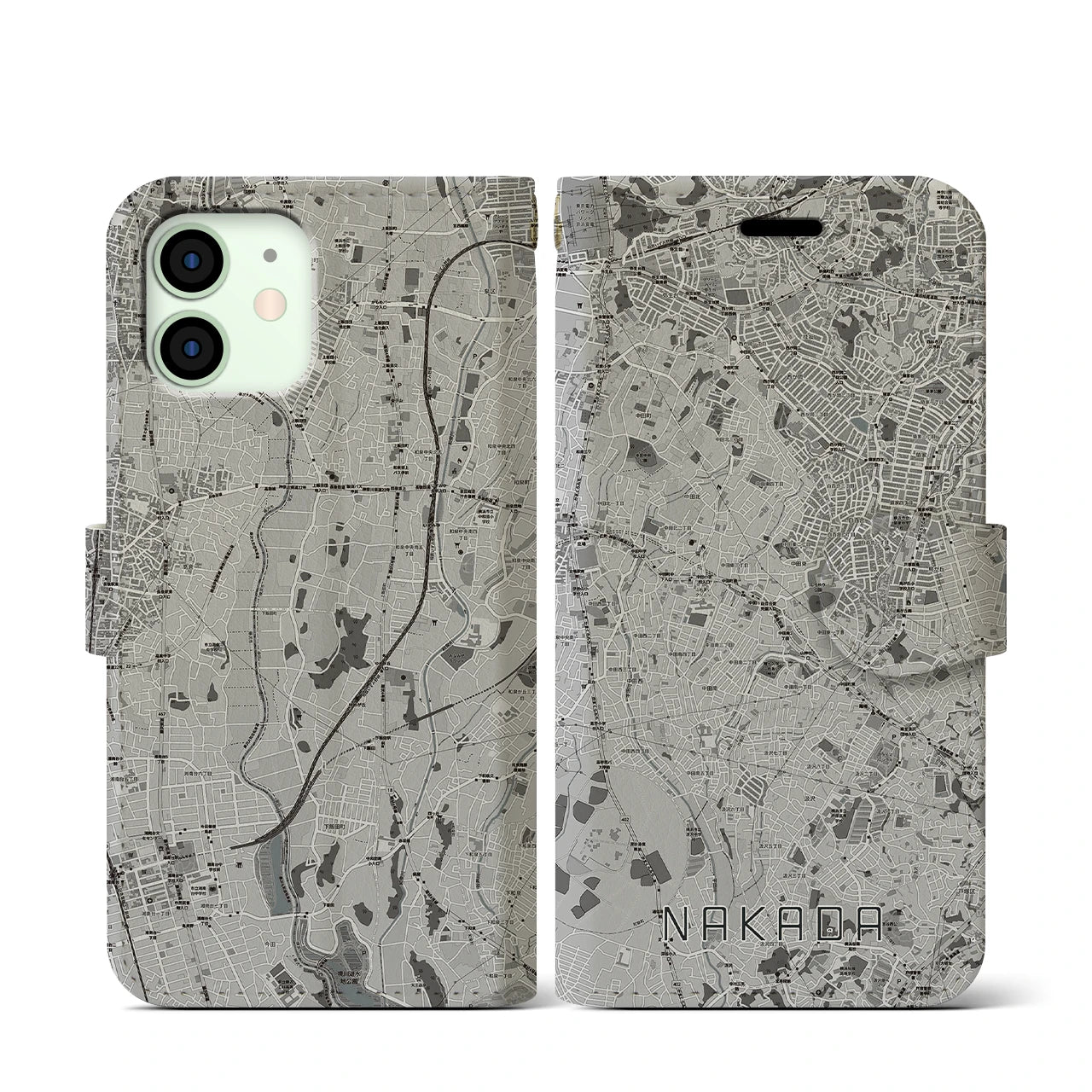 【中田(神奈川県)】地図柄iPhoneケース(手帳タイプ)