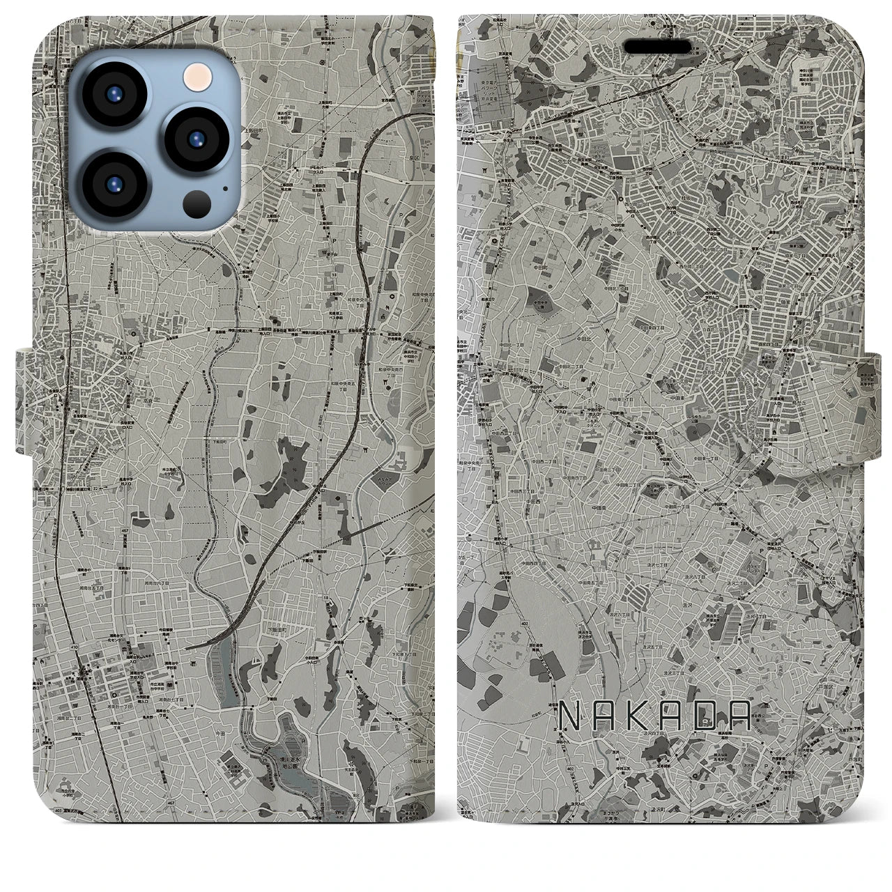 【中田(神奈川県)】地図柄iPhoneケース(手帳タイプ)