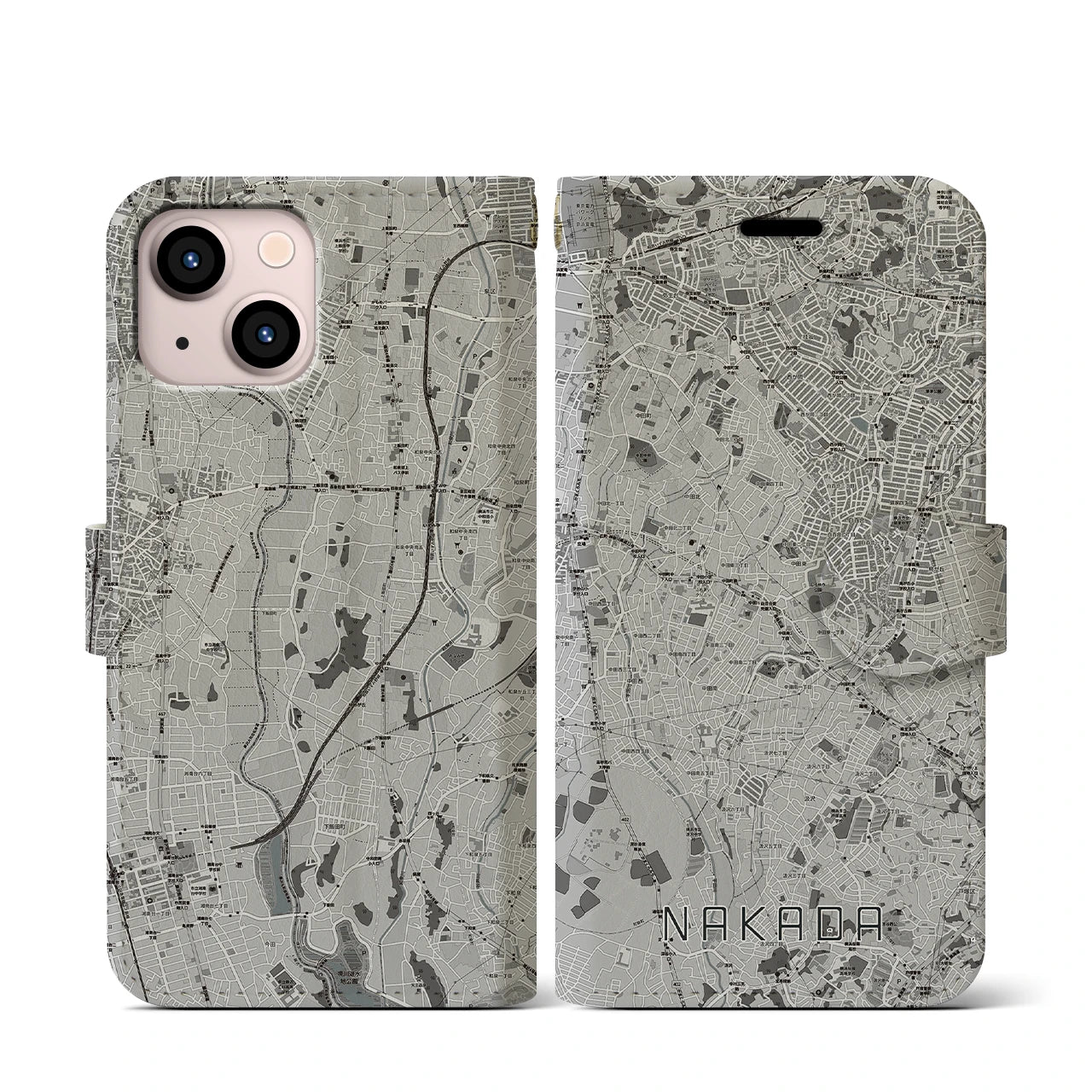 【中田(神奈川県)】地図柄iPhoneケース(手帳タイプ)