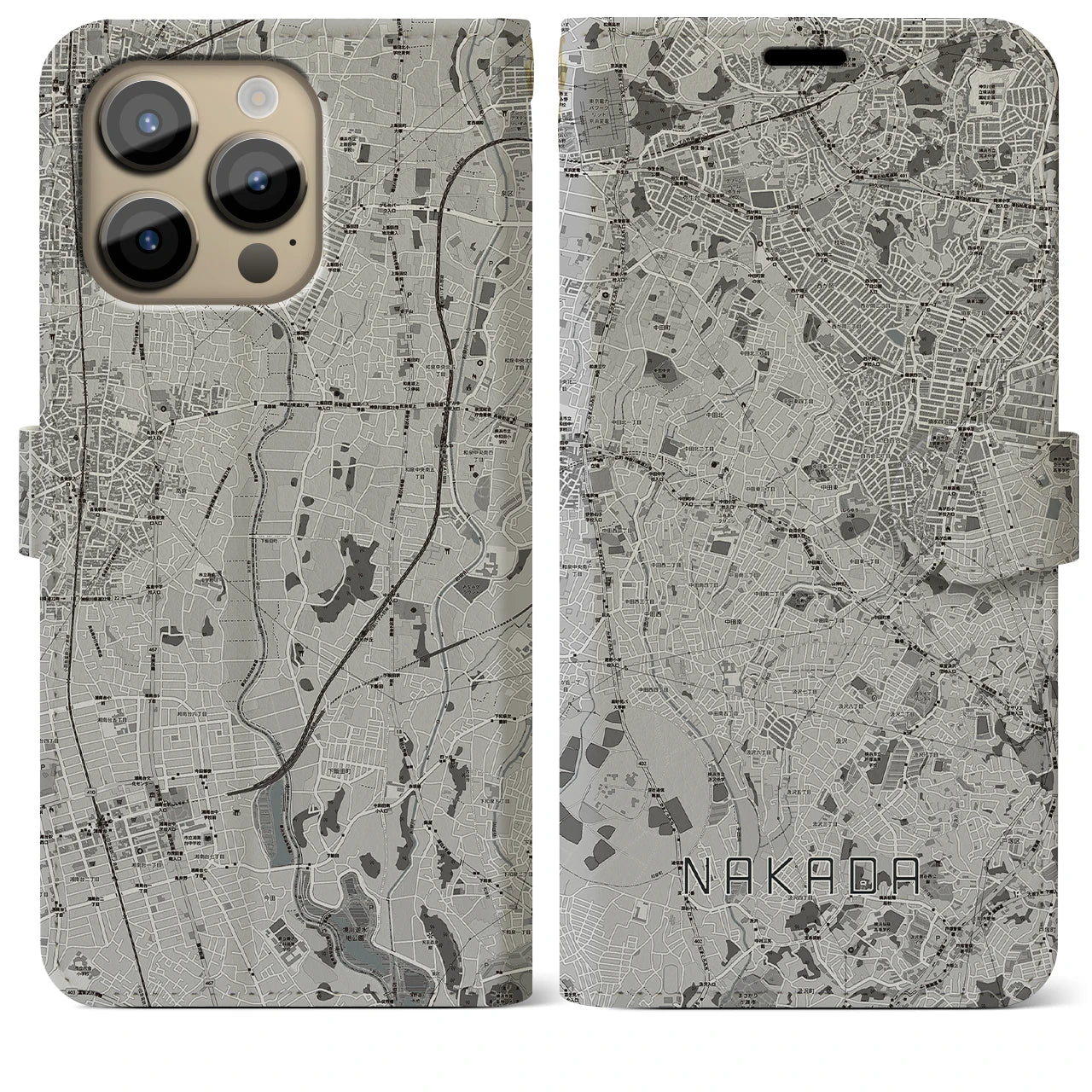 【中田(神奈川県)】地図柄iPhoneケース(手帳タイプ)