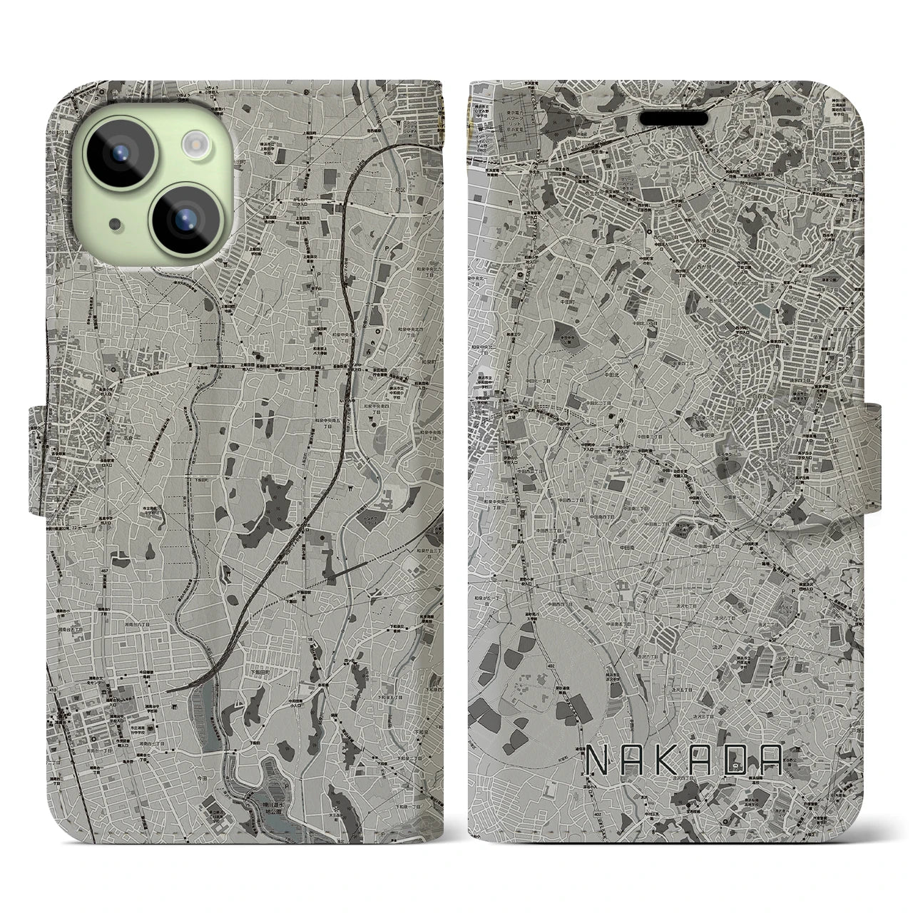 【中田(神奈川県)】地図柄iPhoneケース(手帳タイプ)