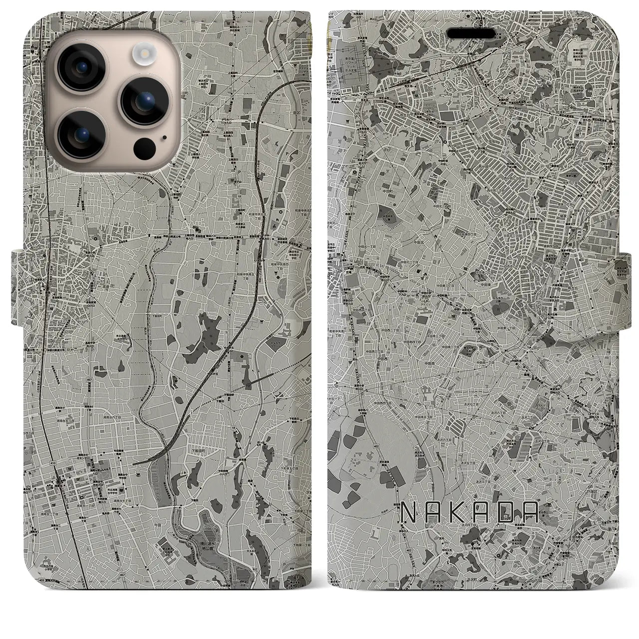 【中田(神奈川県)】地図柄iPhoneケース(手帳タイプ)