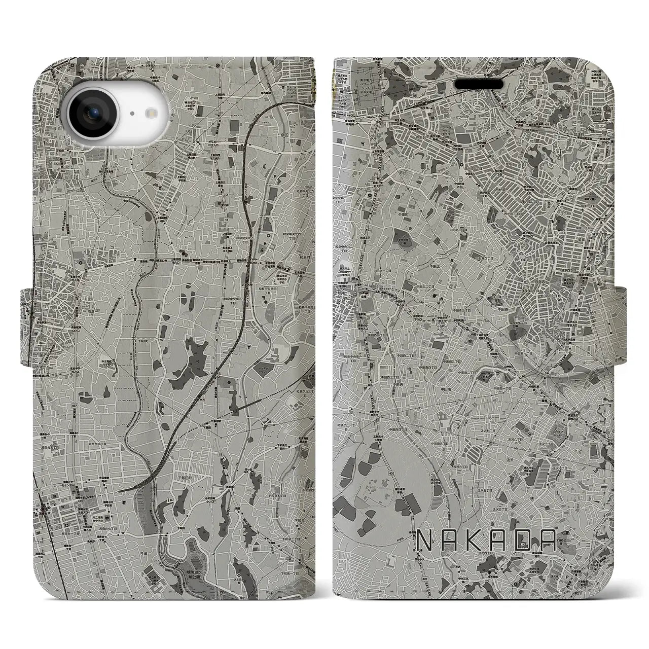 【中田(神奈川県)】地図柄iPhoneケース(手帳タイプ)