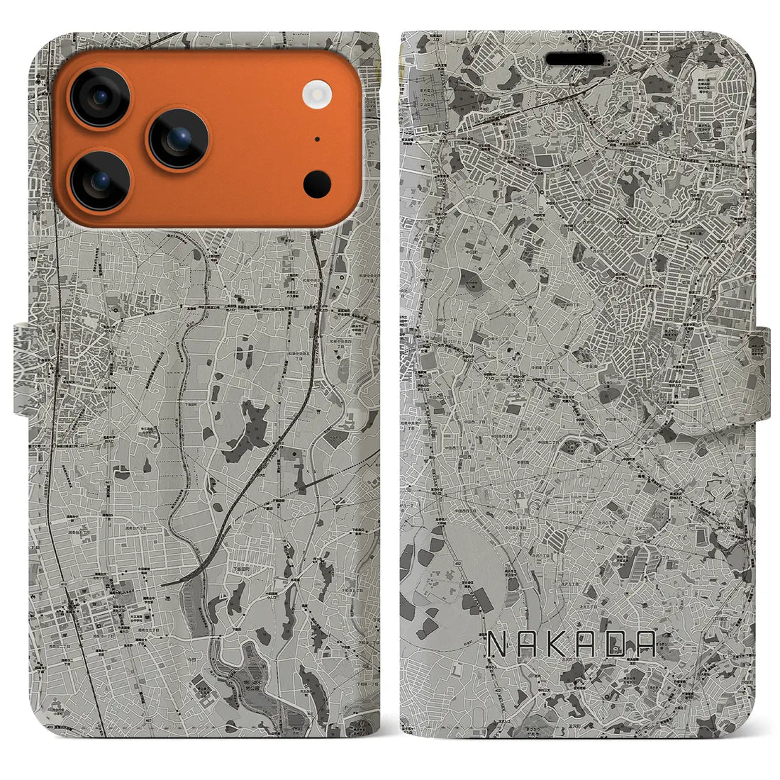 【中田(神奈川県)】地図柄iPhoneケース(手帳タイプ)