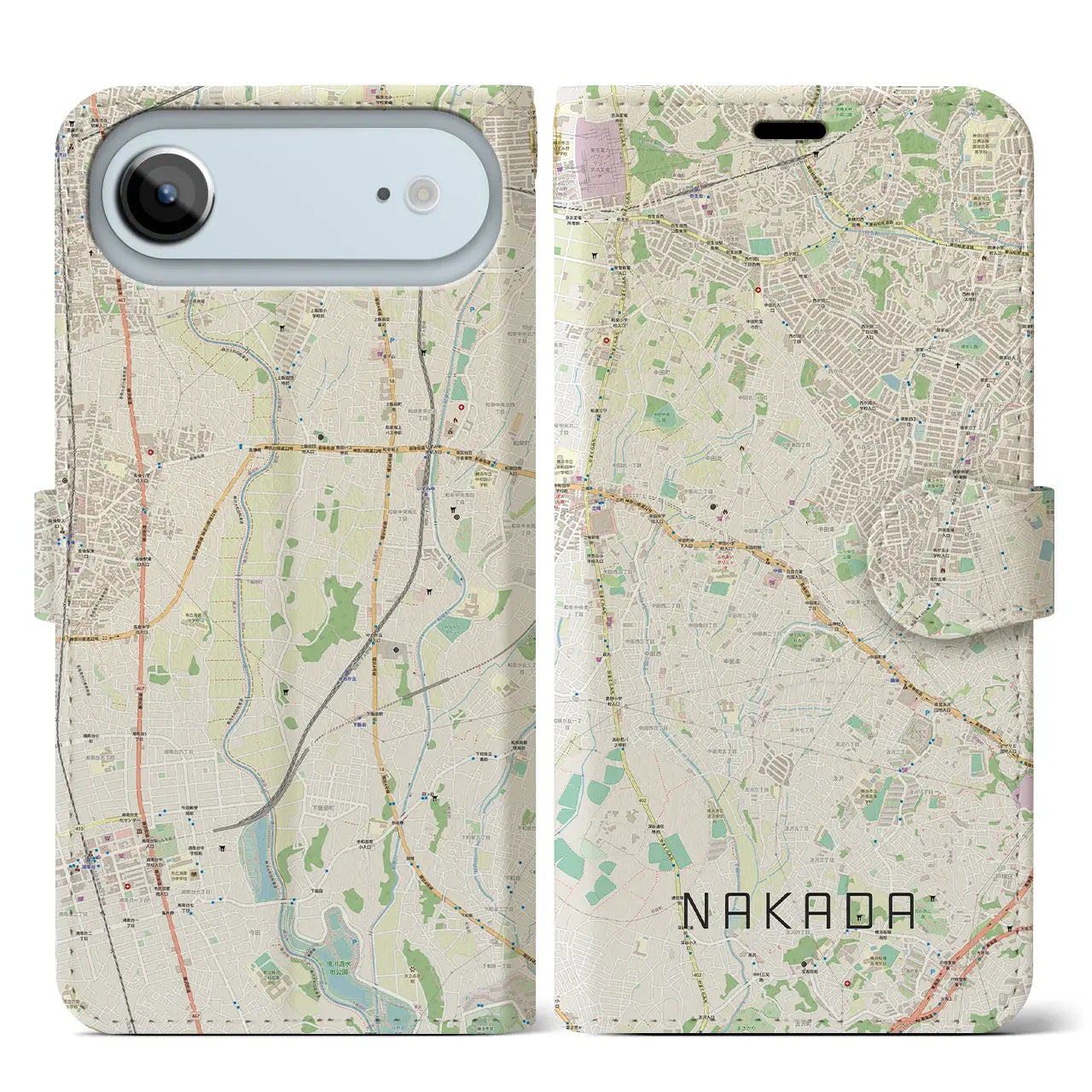 【中田(神奈川県)】地図柄iPhoneケース(手帳タイプ)