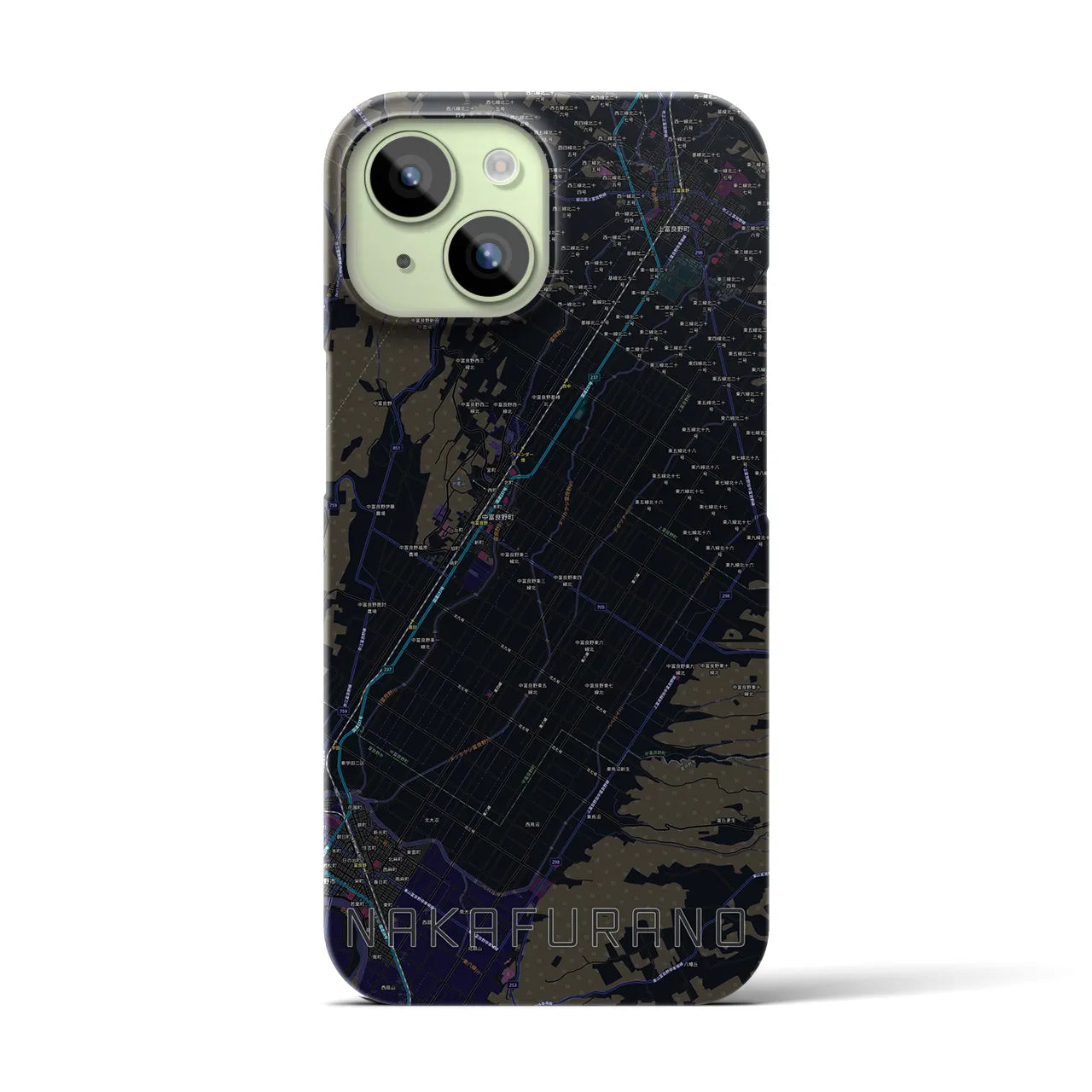 【中富良野(北海道)】地図柄iPhoneケース(バックカバータイプ)