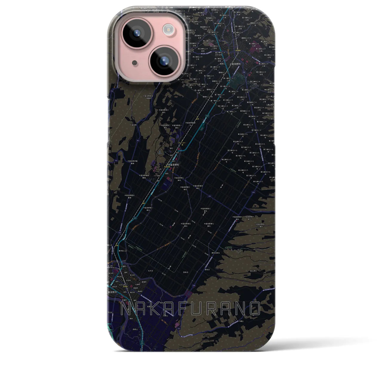 【中富良野(北海道)】地図柄iPhoneケース(バックカバータイプ)