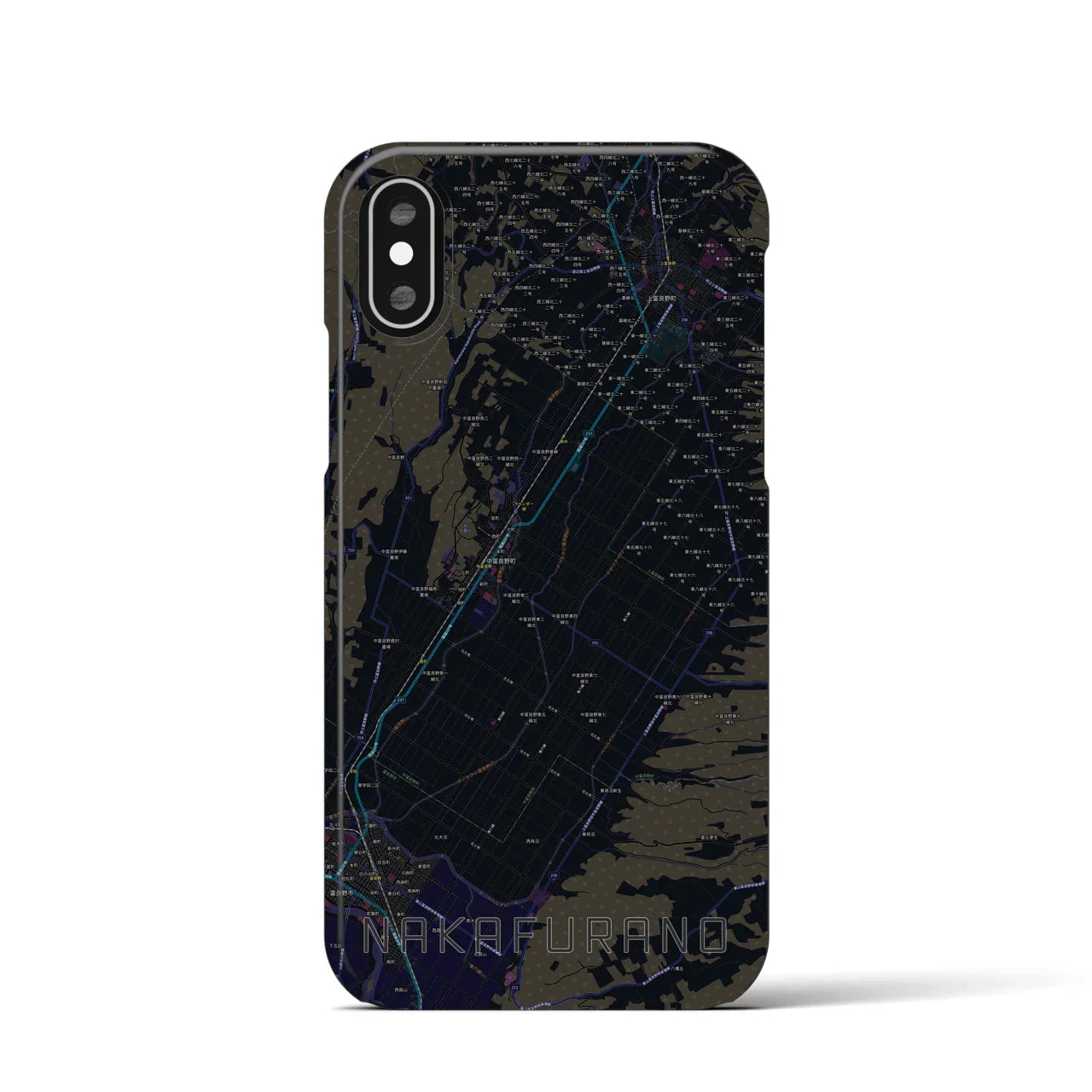 【中富良野(北海道)】地図柄iPhoneケース(バックカバータイプ)
