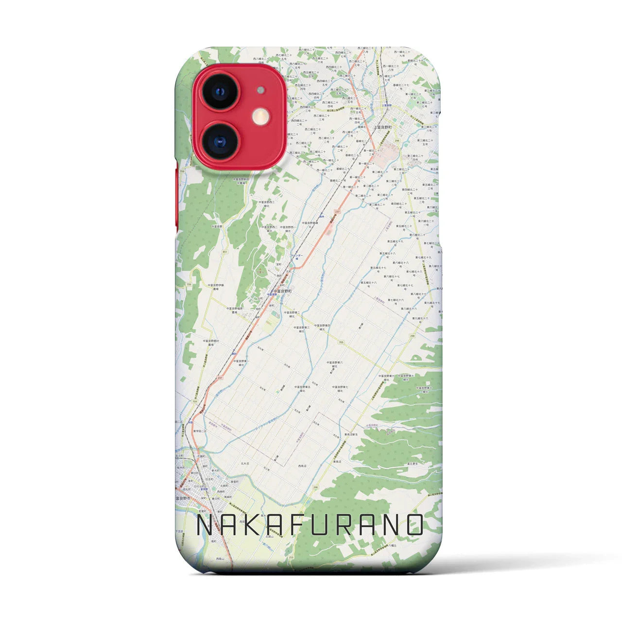 【中富良野(北海道)】地図柄iPhoneケース(バックカバータイプ)