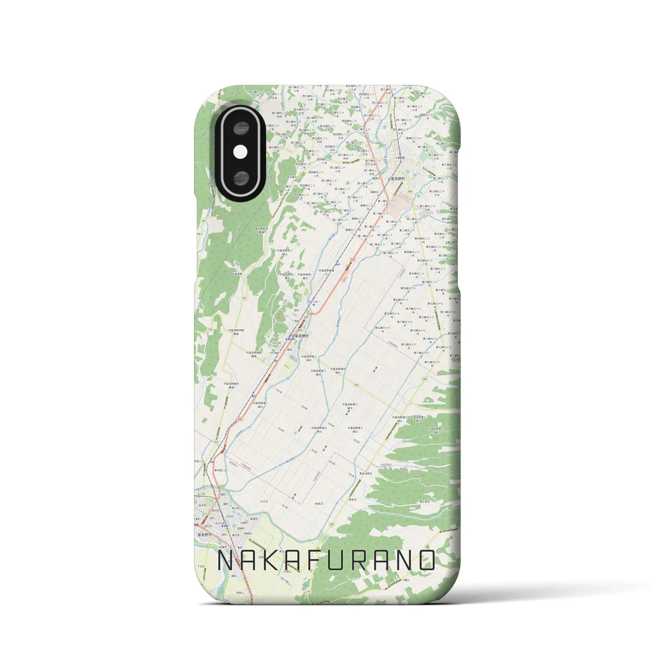 【中富良野(北海道)】地図柄iPhoneケース(バックカバータイプ)