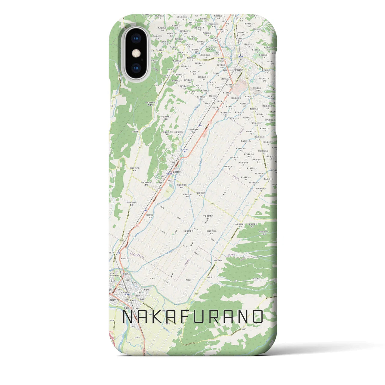 【中富良野(北海道)】地図柄iPhoneケース(バックカバータイプ)