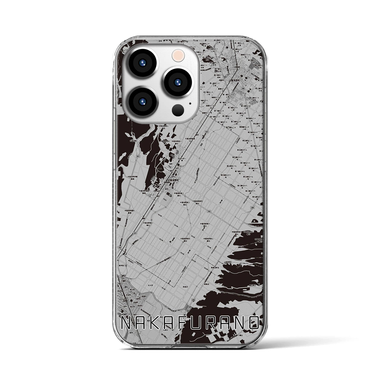 【中富良野(北海道)】地図柄iPhoneケース(クリアタイプ)
