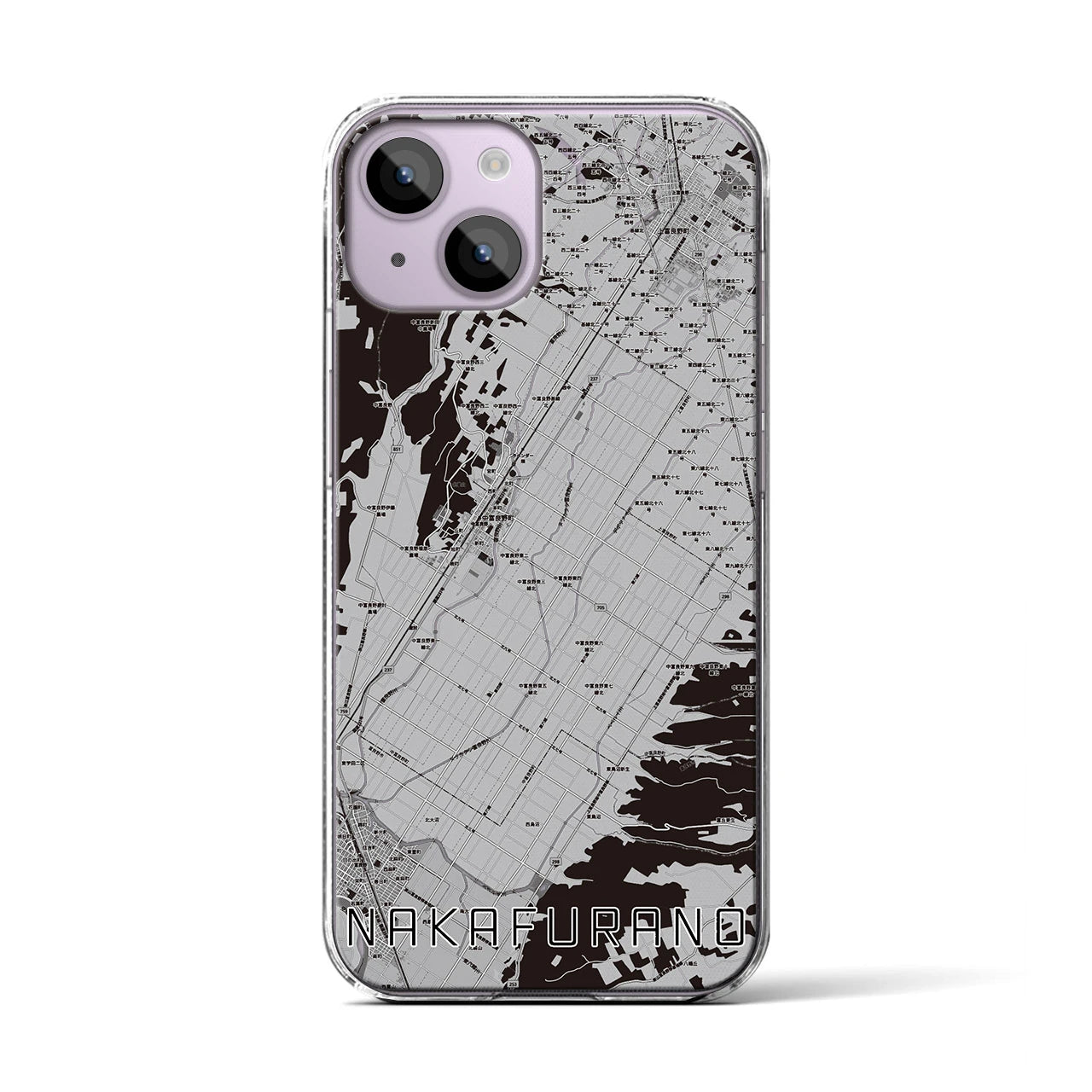 【中富良野(北海道)】地図柄iPhoneケース(クリアタイプ)