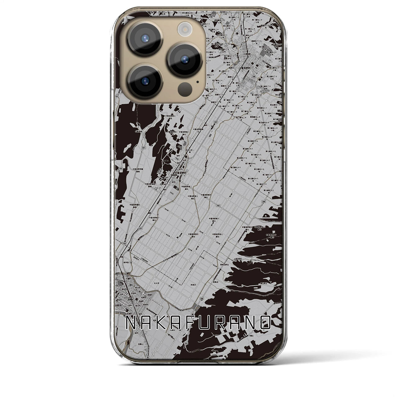 【中富良野(北海道)】地図柄iPhoneケース(クリアタイプ)